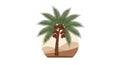 Stylized illustration of a date palm tree with ripe fruit against a desert landscape graphic element Royalty Free Stock Photo