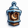 Stylized Ice Covered Lantern with Crescent Moon Symbol Royalty Free Stock Photo