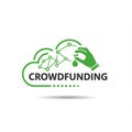 A stylized illustration depicting crowdfunding. Features a green cloud with Royalty Free Stock Photo