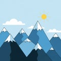 Stylized illustration depicting a mountain range with pointed peaks Royalty Free Stock Photo