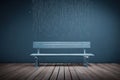 A stylized illustration of an empty bench under hanging chains against a dark blue wall and wooden floor Royalty Free Stock Photo