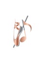 A stylized illustration features a ballet pointe shoe intertwined with a musical note. Royalty Free Stock Photo