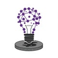A stylized illustration features a lightbulb base on a gray circular platform. The bulb is Royalty Free Stock Photo