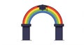 A stylized illustration features a rainbow arch supported by two dark columns. A Royalty Free Stock Photo