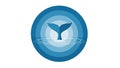 A stylized illustration features a whale tail emerging from rippling water Royalty Free Stock Photo