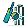 Cricket Bat Ball and Stumps Vector â Modern Sports Icon Illustration Royalty Free Stock Photo