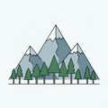 Below, a row of stylized evergreen trees with green triangle Royalty Free Stock Photo