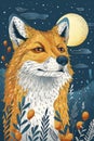 Charming Red Fox Portrait in Night Garden Royalty Free Stock Photo
