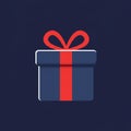 A stylized illustration of a gift box on a dark blue background. The box is navy blue with Royalty Free Stock Photo