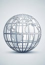 A stylized illustration of a globe featuring a metallic outline forms a spherical grid Royalty Free Stock Photo