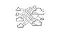 A stylized illustration of interconnected cloud computing technology Royalty Free Stock Photo