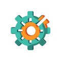 Stylized illustration of an interlocking cogwheel mechanism with shadow effect Royalty Free Stock Photo