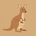 Stylized illustration of a kangaroo (Macropodidae) on a light brown background. The Royalty Free Stock Photo