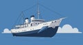 A stylized illustration of a large ship features prominently against a blue sky backdrop Royalty Free Stock Photo