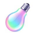 Colorful Holographic Light Bulb â Creative Idea Concept Royalty Free Stock Photo