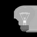 Stylized illustration of a light bulb set against a two-toned background. The black-and-white light bulb design Royalty Free Stock Photo