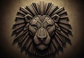 Stylized illustration of a lion\'s head with intricate geometric patterns in a monochrome Royalty Free Stock Photo