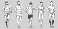 Isolated vector illustration of marathon long distance runners