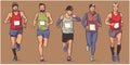 Isolated vector illustration of marathon long distance runners