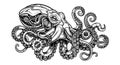 Stylized illustration of a mechanical octopus, blending organic and mechanical Royalty Free Stock Photo
