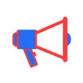 Stylized illustration of a megaphone, featuring bold red and blue colors. The body and Royalty Free Stock Photo