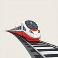 A stylized illustration of a modern high-speed train on railway tracks. The train Royalty Free Stock Photo