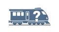Stylized illustration of a modern train with a question mark. The train features Royalty Free Stock Photo