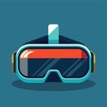 A stylized illustration of a modern virtual reality headset, featuring a flat design with bold colors and minimal details, A Royalty Free Stock Photo