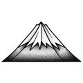 Stylized Mountain Peak Illustration - Black and White Dotwork Royalty Free Stock Photo