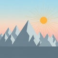 Stylized illustration of a mountain range under a pastel sky Royalty Free Stock Photo