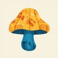 Stylized illustration of a mushroom with a bright orange cap featuring abstract red Royalty Free Stock Photo