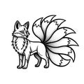 Mythical Nine-Tailed Fox Illustration Royalty Free Stock Photo