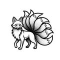 Mythical Nine-Tailed Fox Illustration Royalty Free Stock Photo