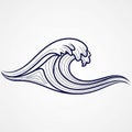 Stylized illustration of an ocean wave, featuring flowing, curved lines creating a sense o Royalty Free Stock Photo