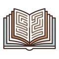 Open Book Labyrinth Illustration: Reading, Problem-Solving, Education, and Knowledge Concept Royalty Free Stock Photo