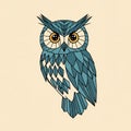 A stylized illustration of an owl with geometric patterns fills the Royalty Free Stock Photo