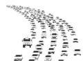 Illustration of rush hour traffic jam on freeway in black and white Royalty Free Stock Photo