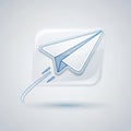 Stylized illustration of a paper plane icon, set within a translucent rect Royalty Free Stock Photo