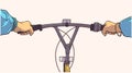 Stylized illustration of person holding bicycle handlebar