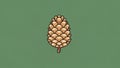 Stylized illustration of a pine cone centered on a solid green background Royalty Free Stock Photo