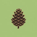 Stylized illustration of a pine cone on a light green background Royalty Free Stock Photo