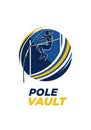 Stylized illustration of a pole vaulter surrounded by a circular design. The athlete is shown Royalty Free Stock Photo