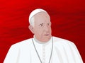 Stylized illustration with Pope Francis, head of the catholic church. Royalty Free Stock Photo