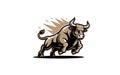 Charging bull mascot logo with aggressive stance image AI-Generated Royalty Free Stock Photo