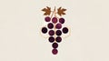 Stylized Illustration of Purple Grape Cluster with Brown Leaves and Hexagonal Molecular Elements on Light Background Royalty Free Stock Photo