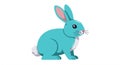 Stylized illustration of a rabbit has a turquoise body with a white underbelly and tail. Royalty Free Stock Photo