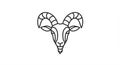 Stylized illustration of a ram\'s head, featuring prominently curved, segmented horns. Royalty Free Stock Photo