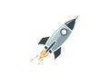 Stylized illustration of a rocket with a retro design, featuring a pointed nose cone and circular Royalty Free Stock Photo