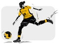 Stylized illustration of running soccer or football player with ball Royalty Free Stock Photo