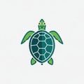 Stylized illustration of a sea turtle with geometric patterns on its shell Royalty Free Stock Photo